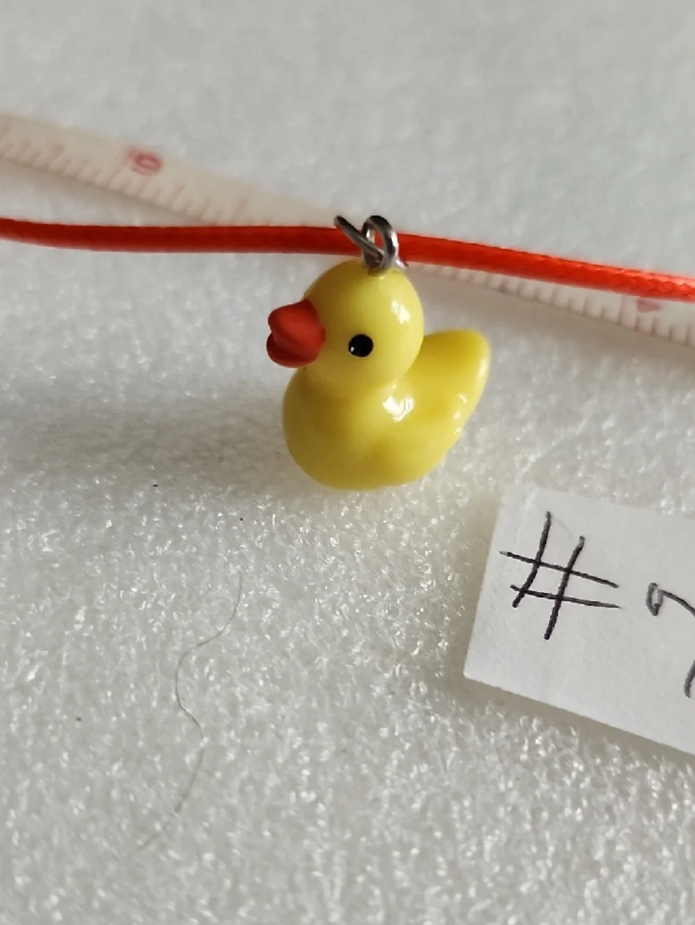 Playful Yellow Duck Charm Bracelet / Anklet on Neon Orange Cord
